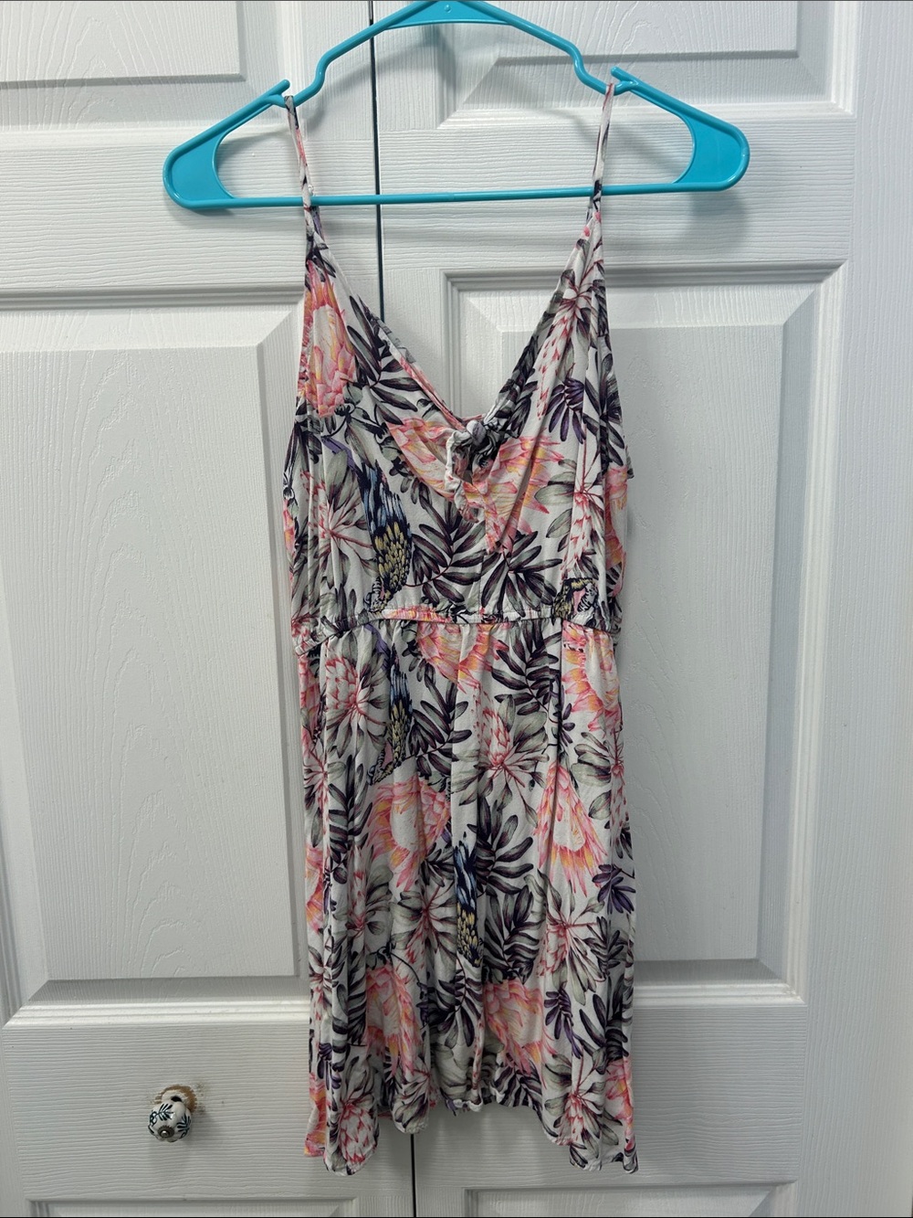 H&M White Floral Sundress with Pink and Purple Accents
